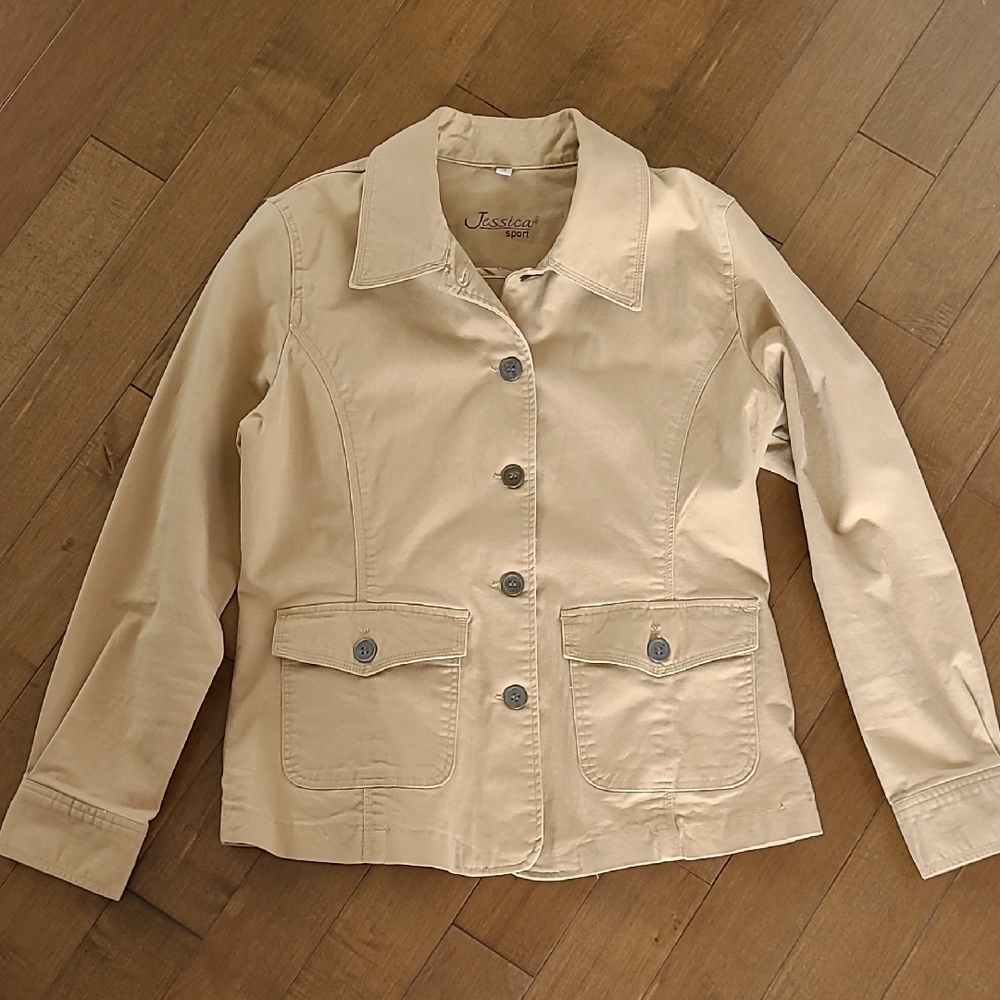 Vintage Jessica Tan Cotton Button Down Jacket Size L
